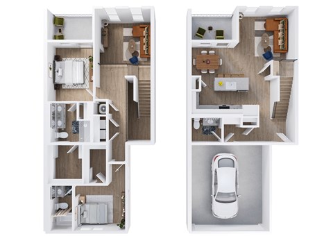 View at Manor Crossing New Apartments in Manor, Texas Townhome Floor Plan